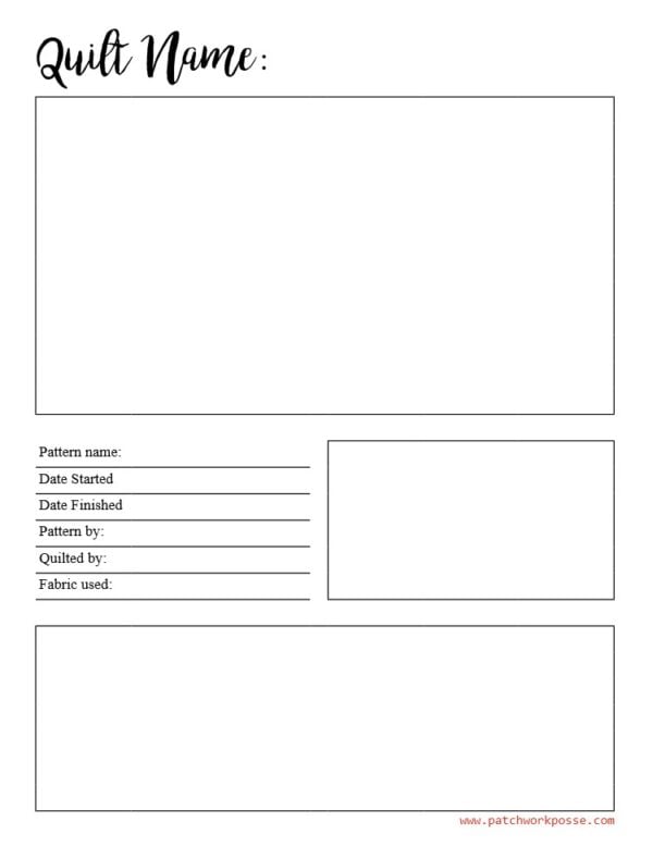 free printable quilt journal