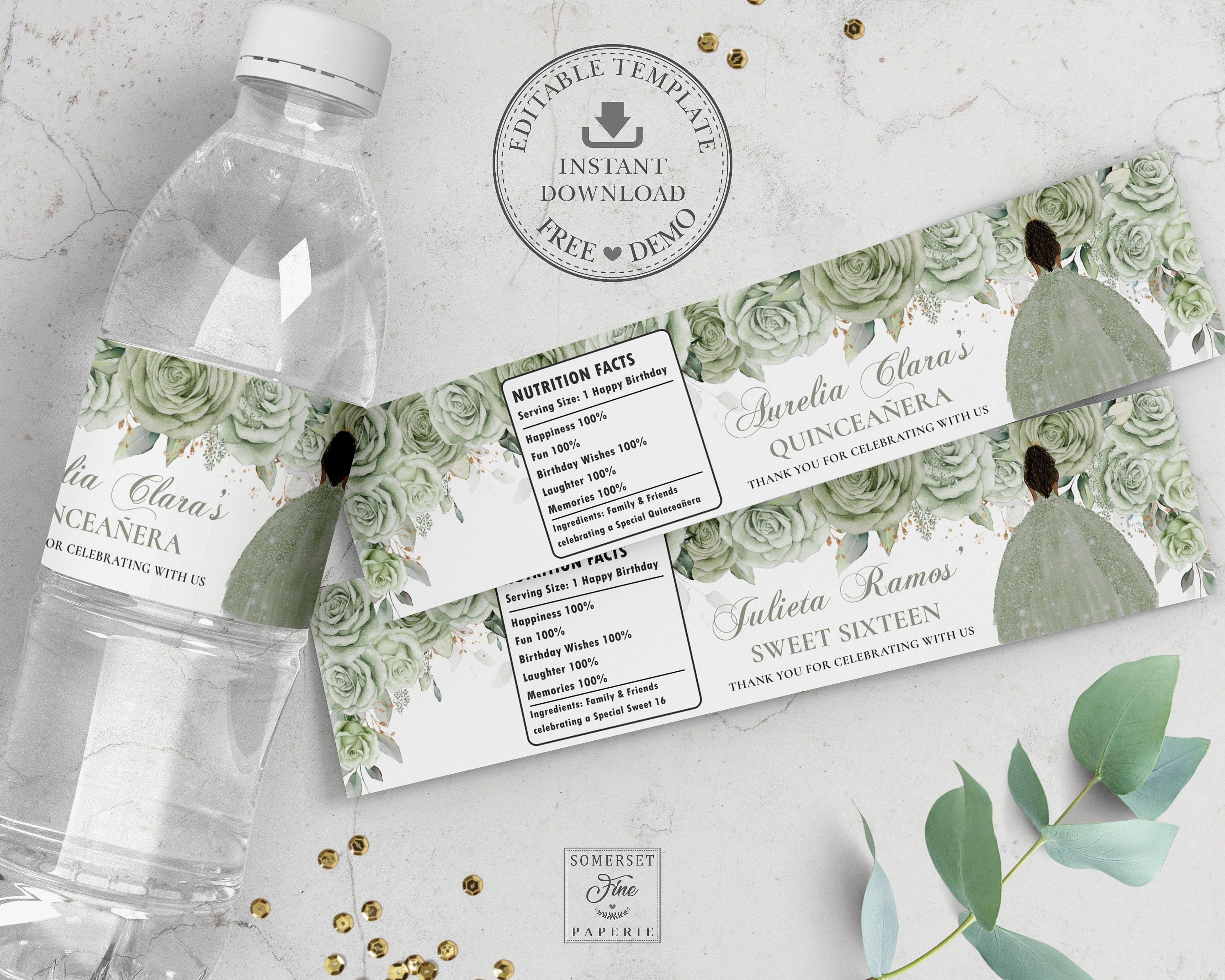 free printable quinceanera labels