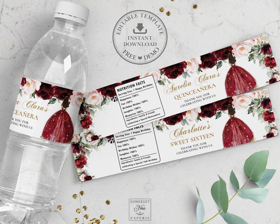 free printable quinceanera labels