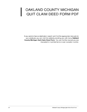 Oakland County Quit Claim Deed - Fill Online, Printable, Fillable ...