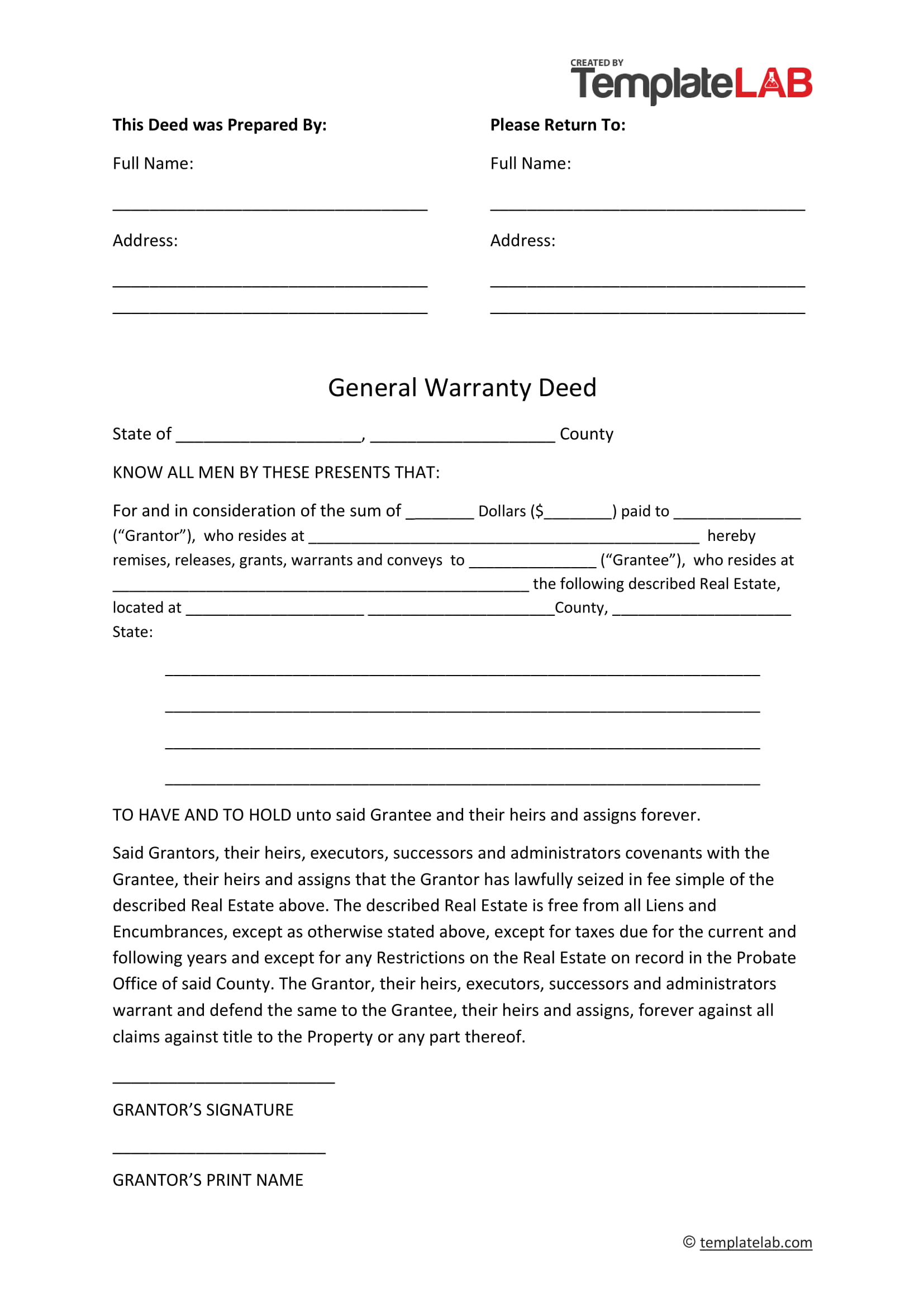 free printable quit claim deed form ohio