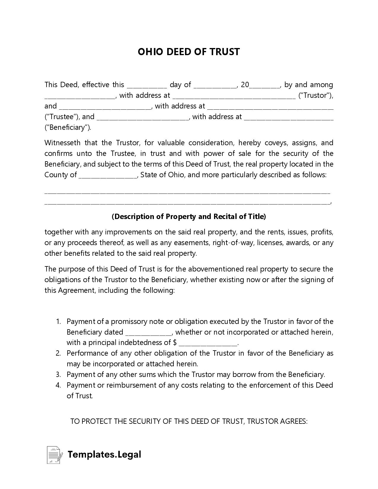 Ohio Deed Forms &  Templates (Free) [Word, PDF, ODT]