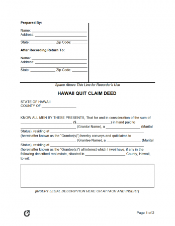 free printable quit claim deed form ohio