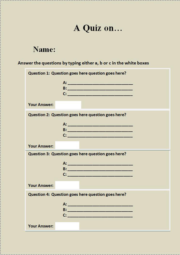 WORD of Quiz Template.docx | WPS Free Templates
