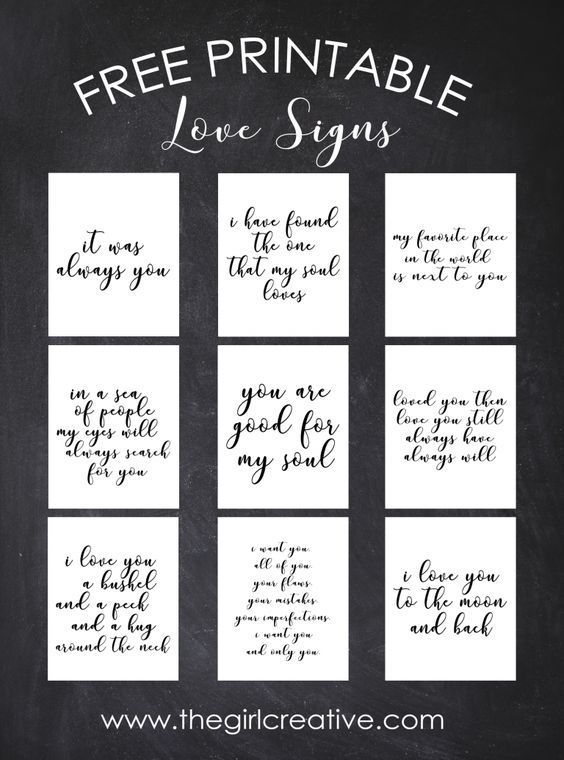 Free Printable Love Signs