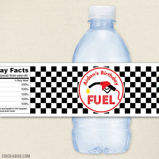free printable race car water bottle labels
