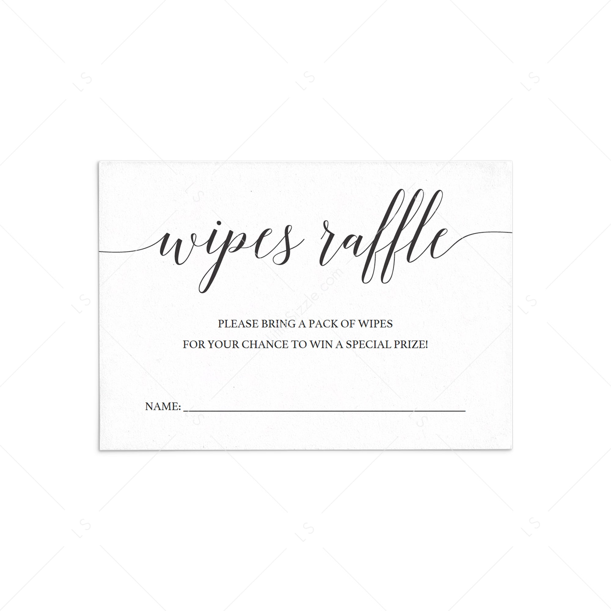 Wipes Raffle Ticket Template for Baby Shower | Instant download