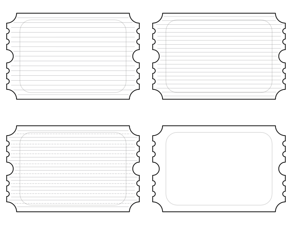 Free Printable Raffle Ticket-Shaped Writing Templates