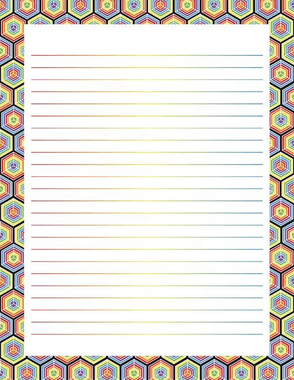 Printable Rainbow Geometric Stationery