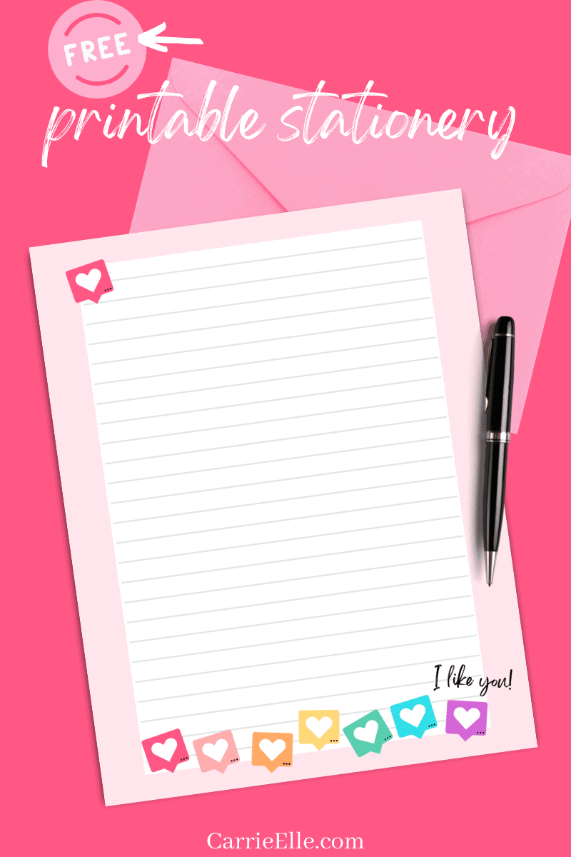 Printable Rainbow Hearts Stationery - Carrie Elle
