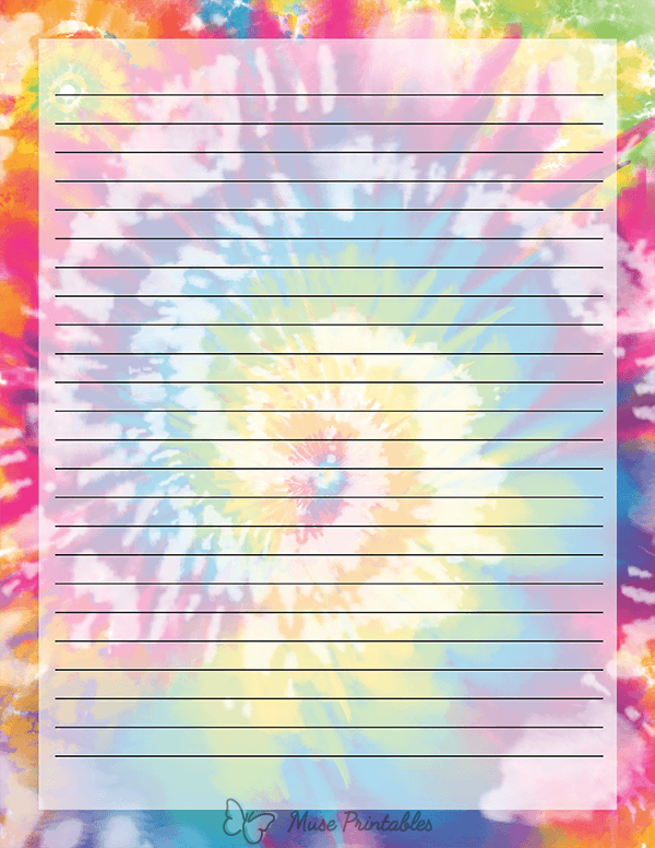 Printable Rainbow Tie Dye Stationery