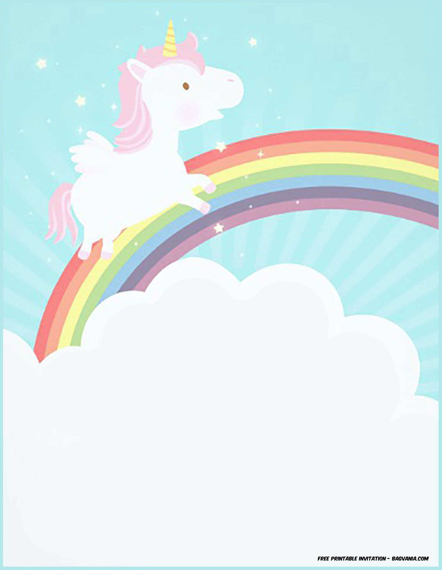 free printable rainbow unicorn birthday invitations
