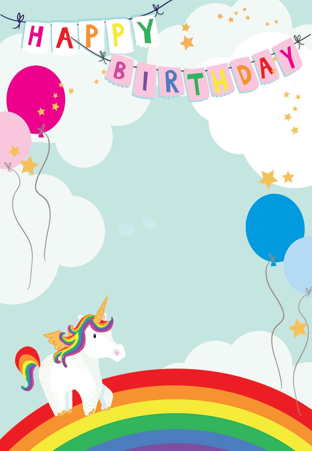 free printable rainbow unicorn birthday invitations