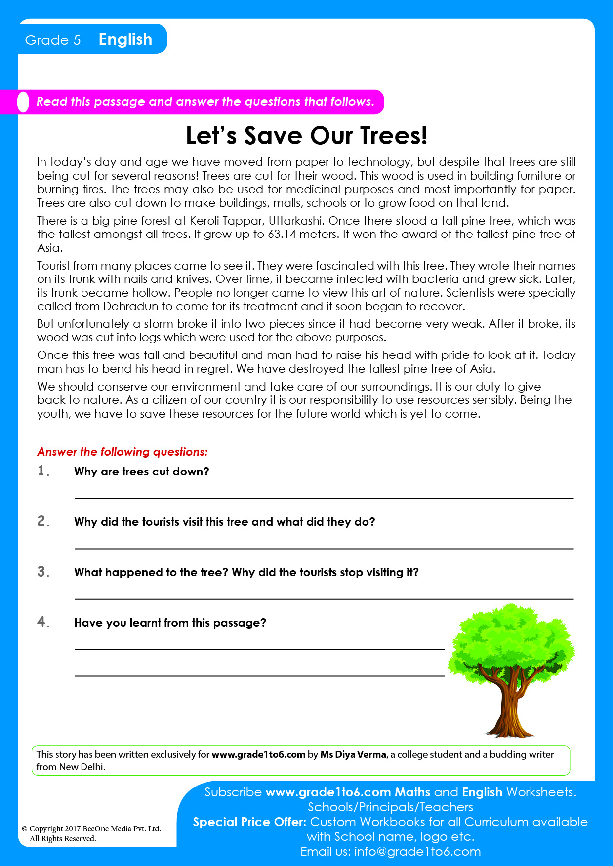 free printable reading comprehension passages
