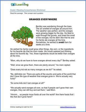 New Reading Comprehension Worksheets for Grades 4 and 5 | Worsheets library
