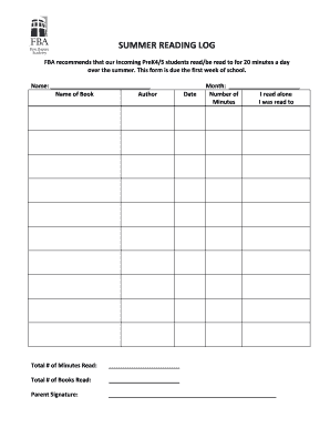 free printable reading log with parent signature