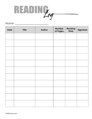 free printable reading log with parent signature