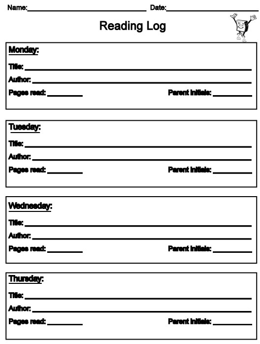 free printable reading log worksheets