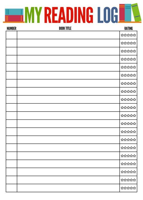free printable reading log worksheets