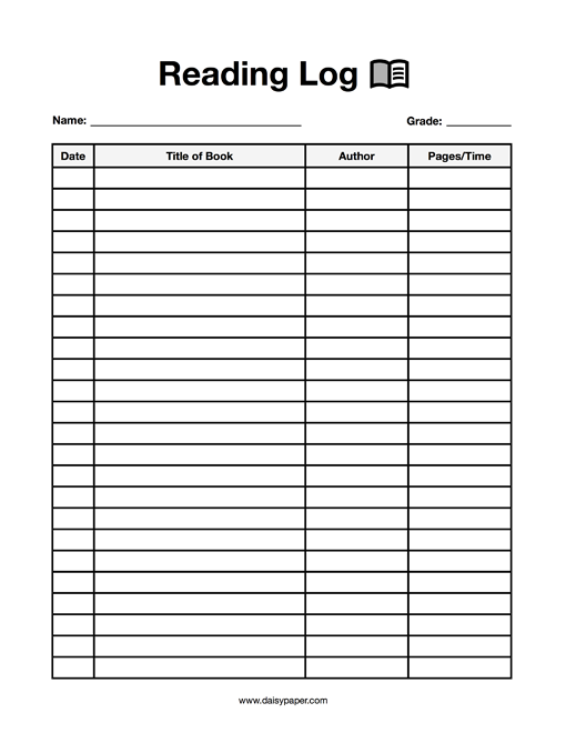 free printable reading logs for preschoolers