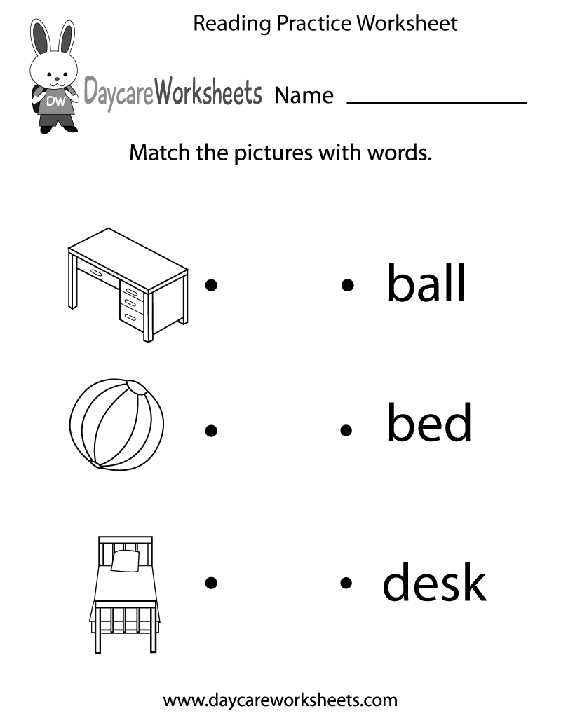 Free Printable Reading Practice Worksheet for Preschool