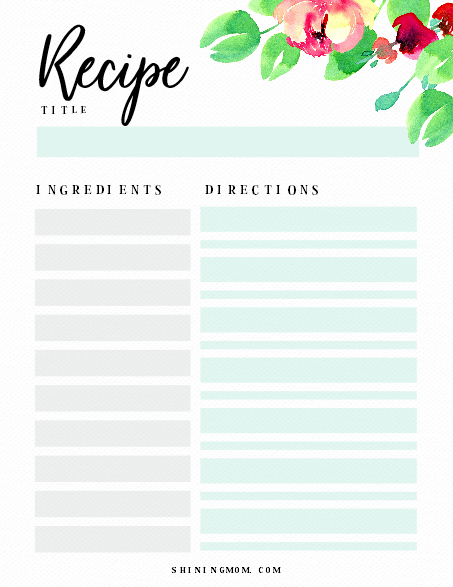 free printable recipes with pictures