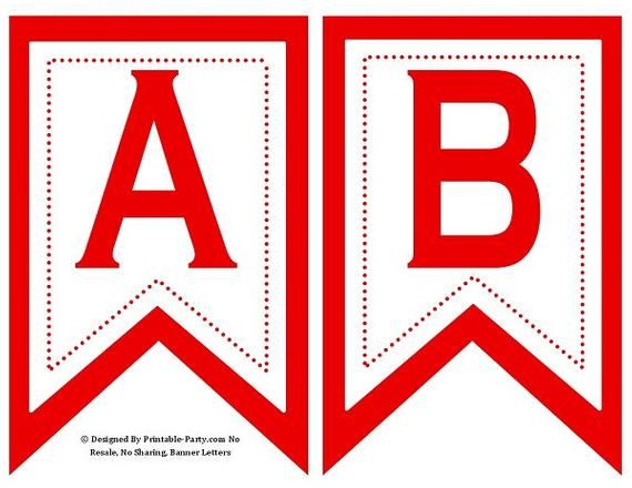 free printable red banner letters