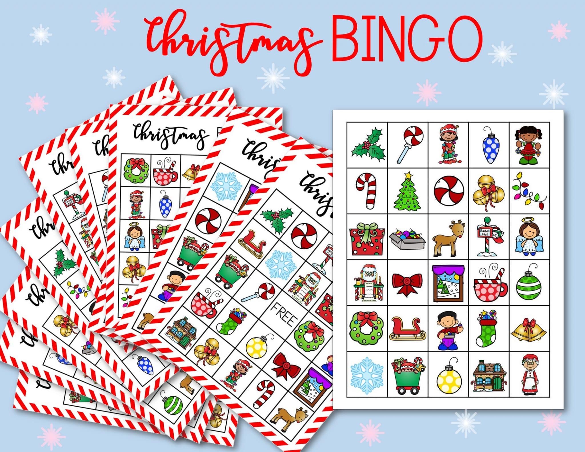 Free Printable Christmas Bingo Cards For Kids &  Classrooms - Happy ...