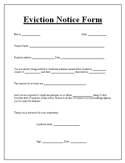 free printable rental eviction notice