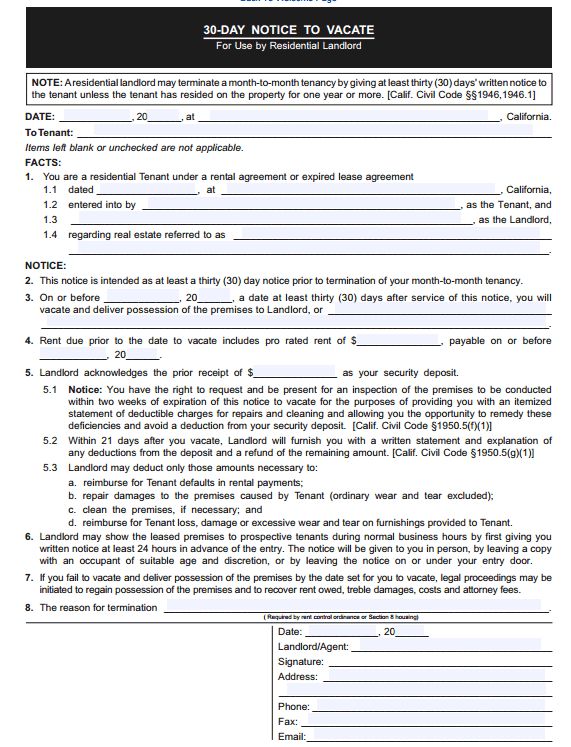 free printable rental eviction notice