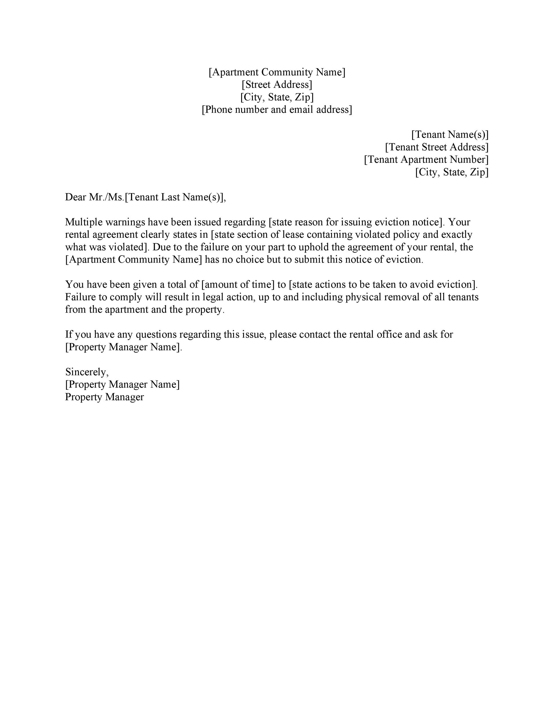 free printable rental eviction notice
