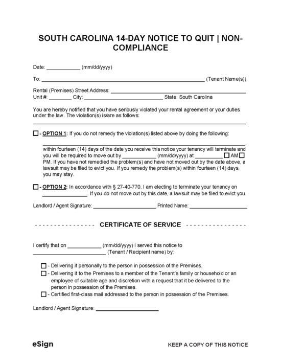 free printable rental eviction notice