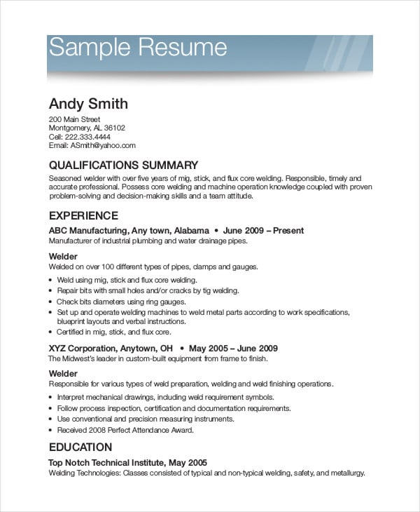 free printable resume pdf