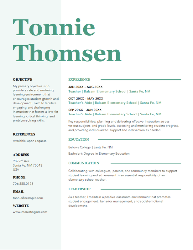 free printable resume template for highschool students