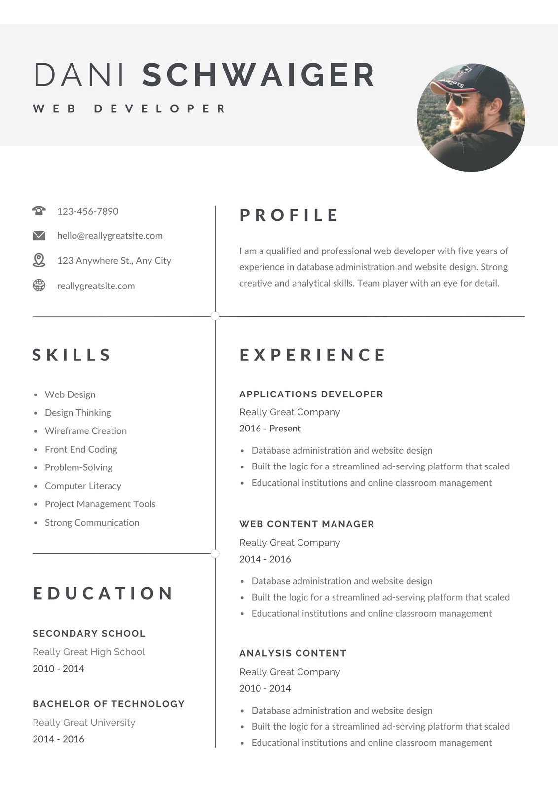 free printable resume template for highschool students