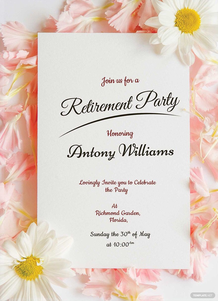 Floral Retirement Party Invitation Template in Illustrator, Word ...
