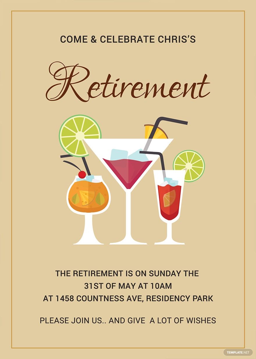 Printable Retirement Party Invitation Template in Pages, Word ...