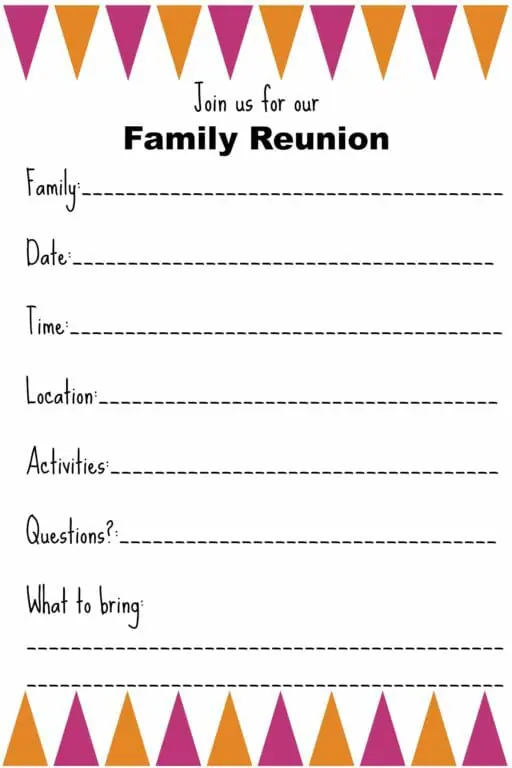 Family Reunion Invitation Templates - Ginnys Recipes &  Tips