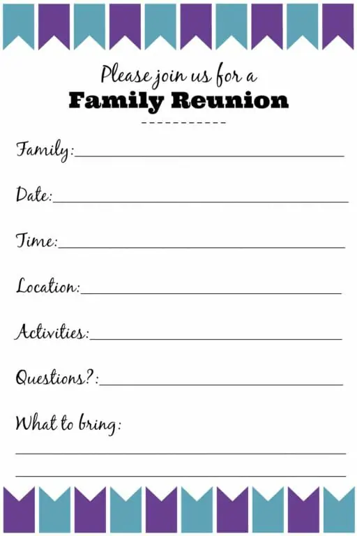 free printable reunion invitation templates