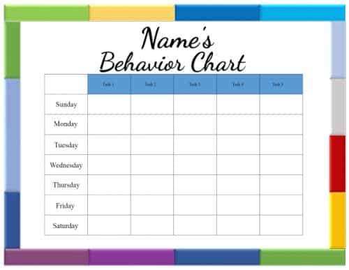 free printable reward charts for preschool