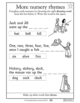 free printable rhymes for kindergarten