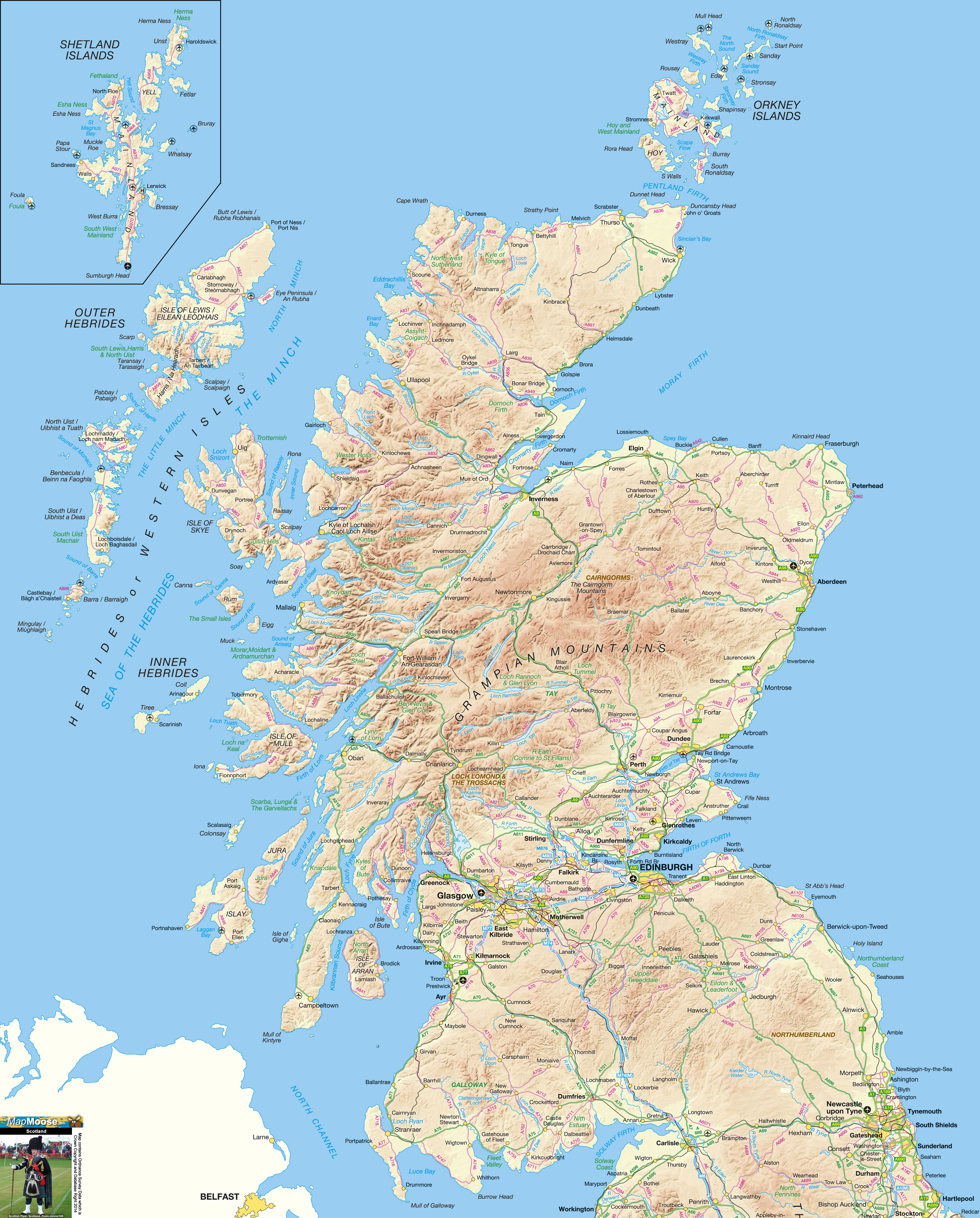free printable road map of scotland