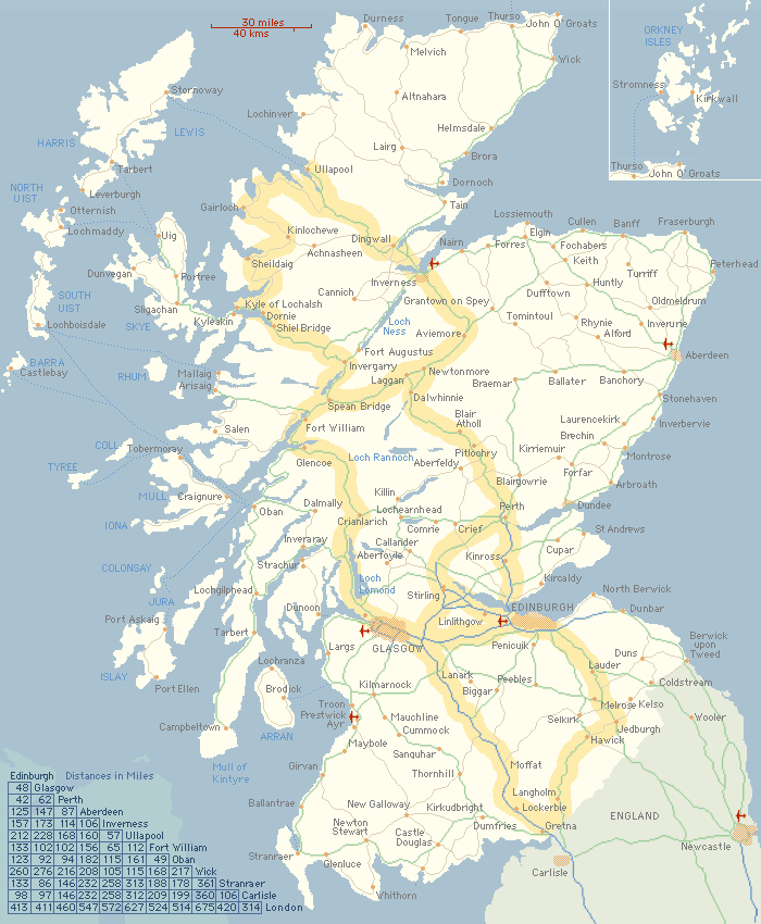 free printable road map of scotland