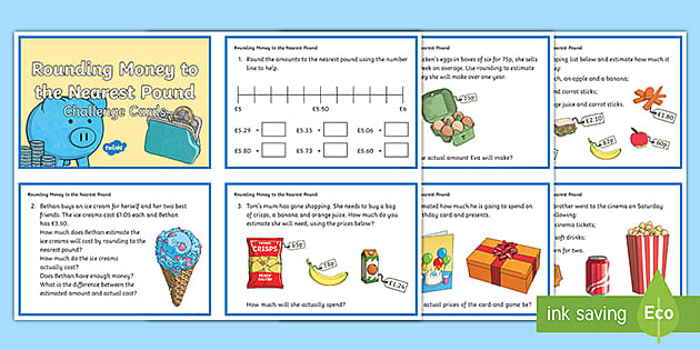 ? Rounding Money to the Nearest Pound Challenge Cards