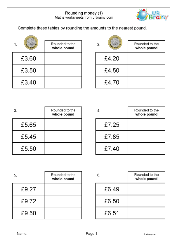 free printable rounding money worksheets