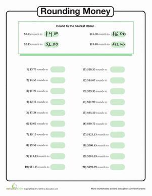 free printable rounding money worksheets