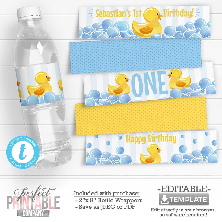 free printable rubber duck water bottle labels