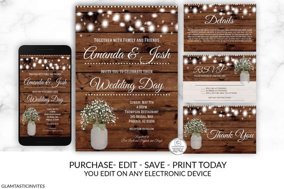 free printable rustic invitation templates