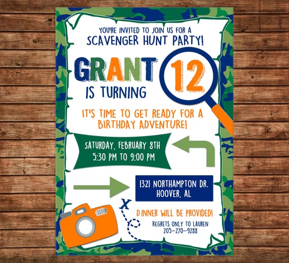 free printable scavenger hunt invitations