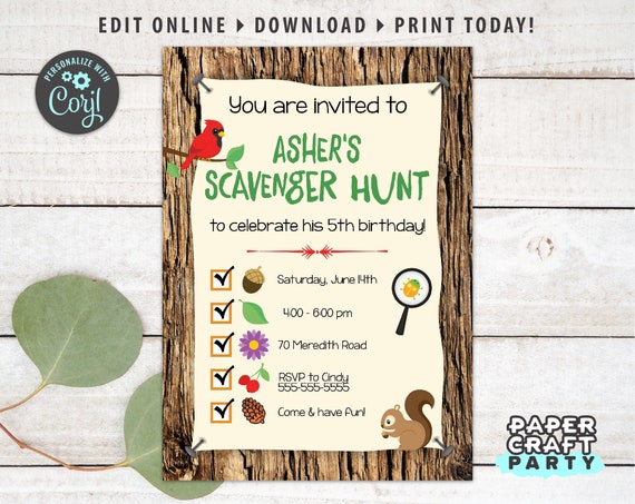 free printable scavenger hunt invitations